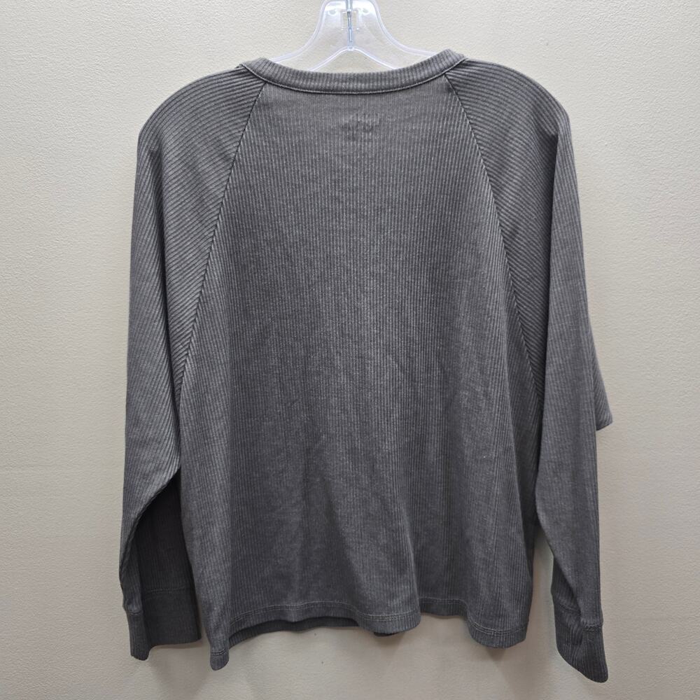 Cozy Ribbed Henley Top - Gray - Picture 2 of 6